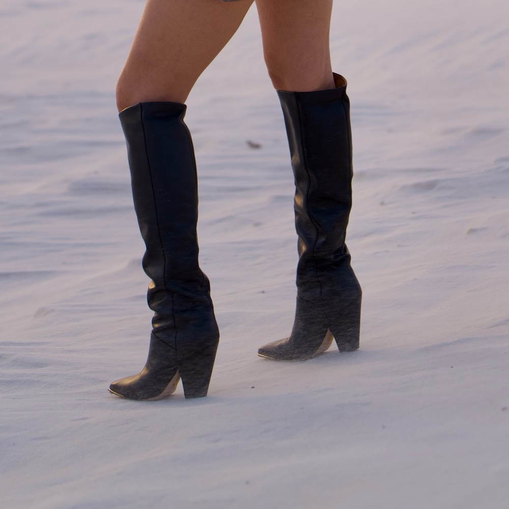 Western High Knee Tall Boot | Tory Burch | Black Leather